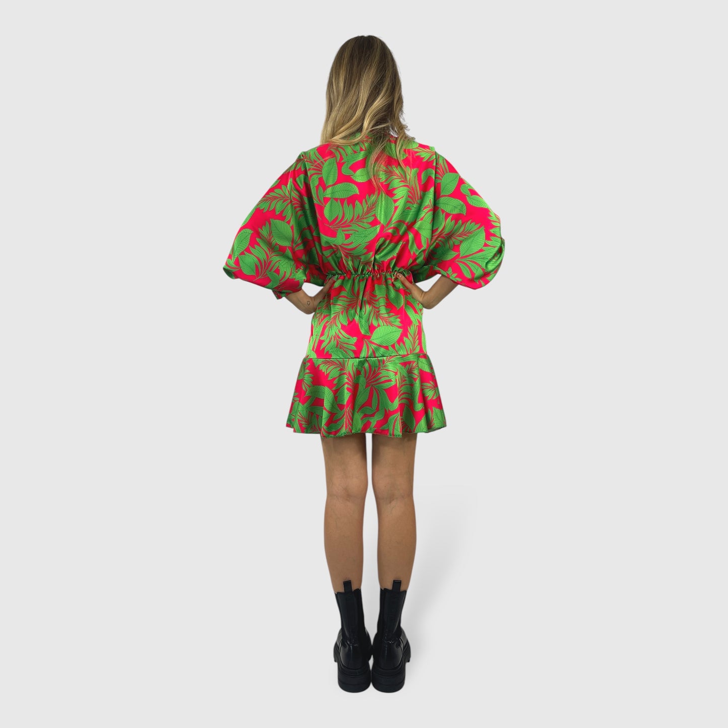 Abito donna mini con scollo a V fantasia floreale