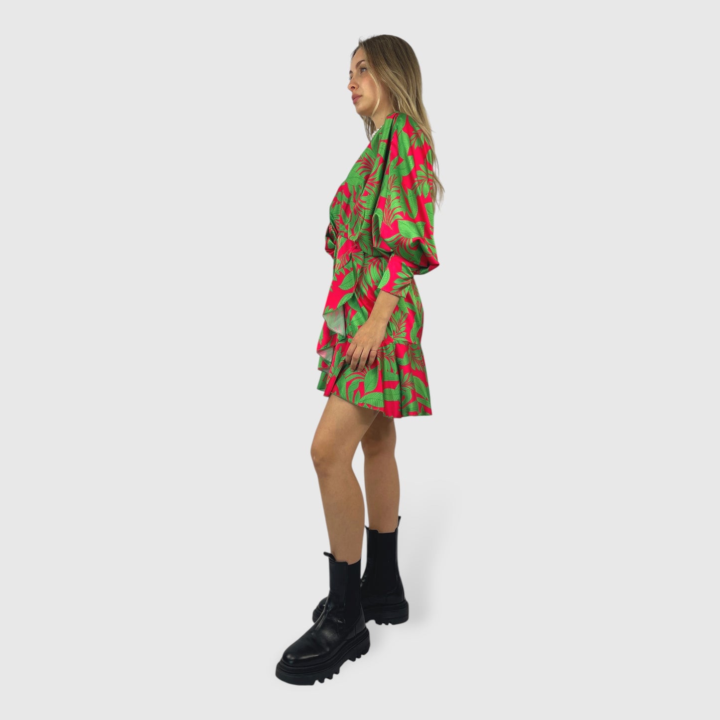 Abito donna mini con scollo a V fantasia floreale