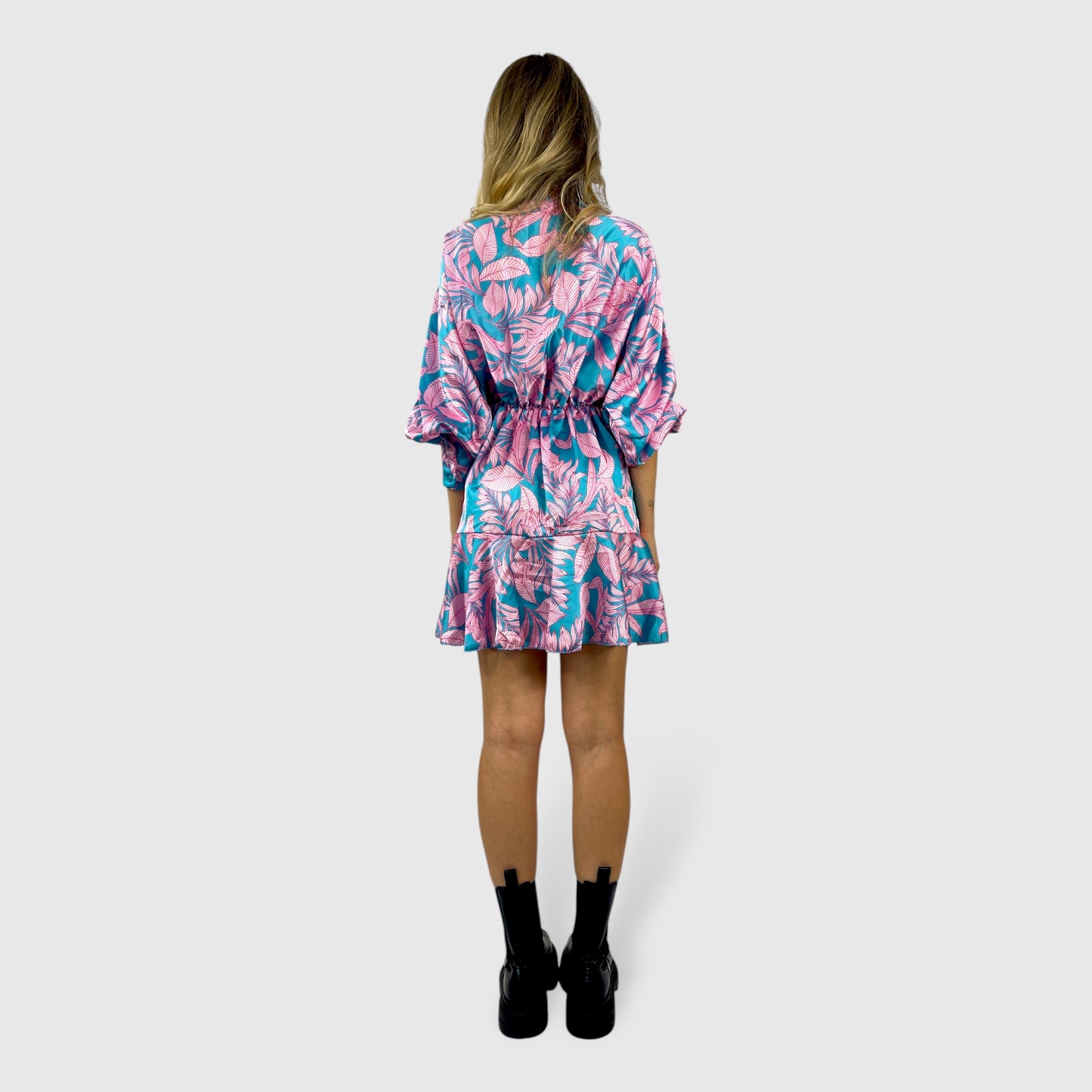 Abito donna mini con scollo a V fantasia floreale