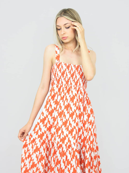 Abito lungo fantasia in cotone