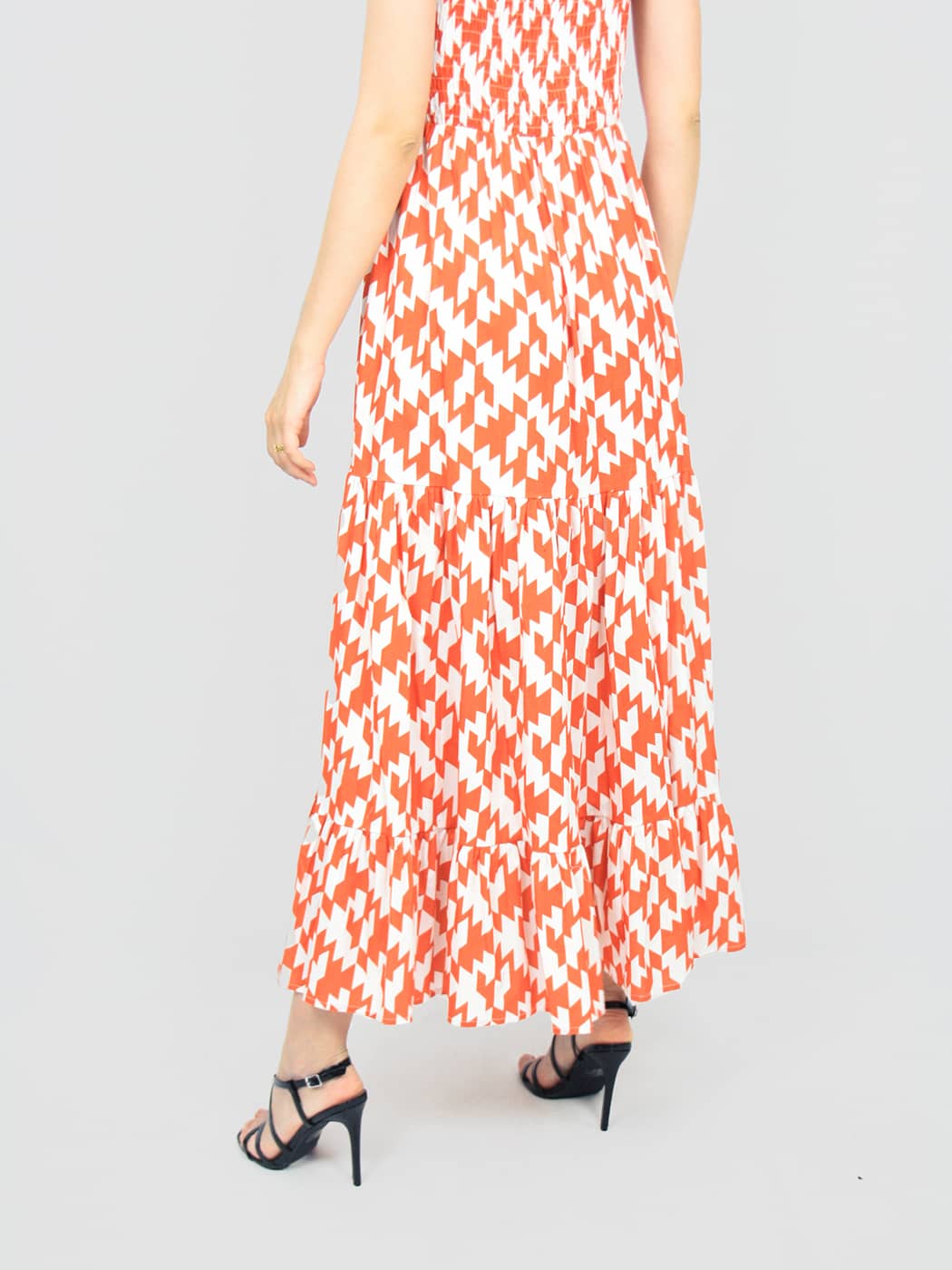 Abito lungo fantasia in cotone