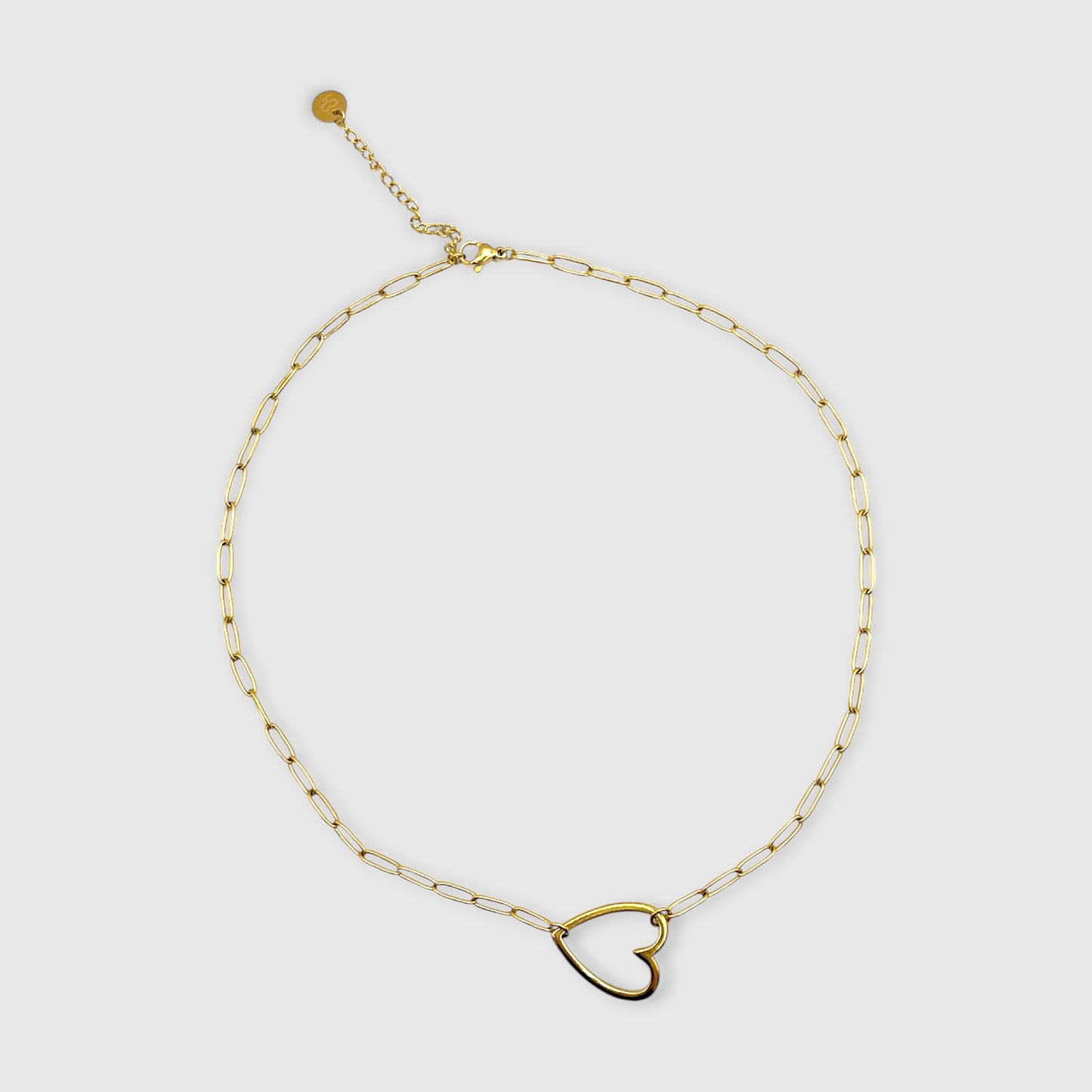 Collana Regolabile con Cuore – Effetto Maglia Dorato