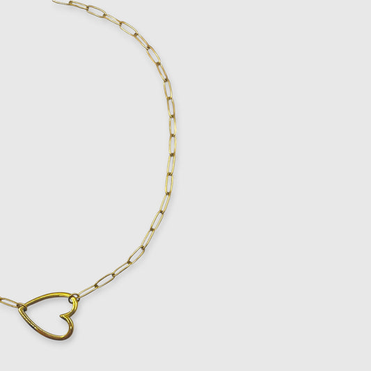 Collana Regolabile con Cuore – Effetto Maglia Dorato