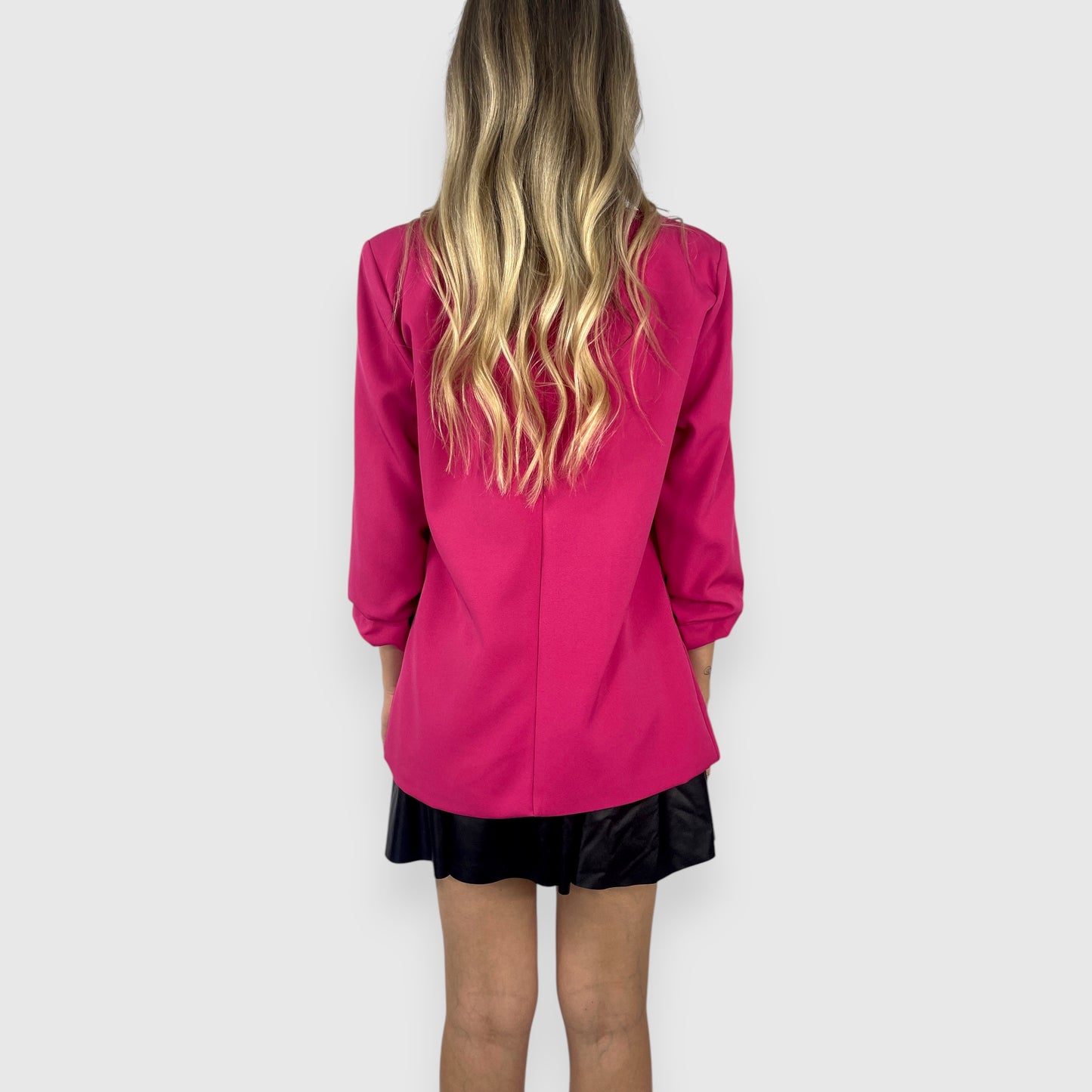 Blazer Donna Fucsia con Manica Arricciata