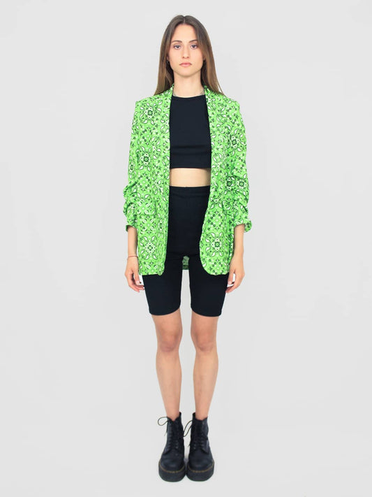 Giacca sfoderata con manica arricciata, fantasia bandana