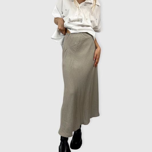 Gonna Lunga Donna in Viscosa con Taglio Asimmetrico in Vita