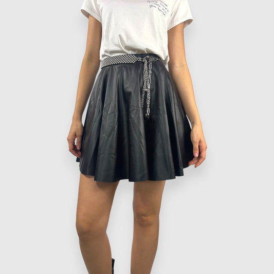 Gonna Corta a Ruota in Ecopelle Nera