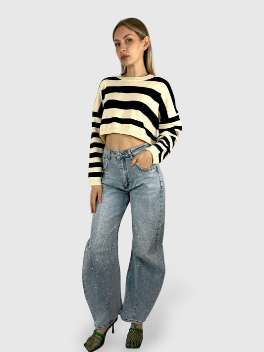 Maglione oversize cropped a righe