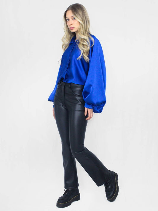 Pantaloni a Campana in Eco Pelle Donna