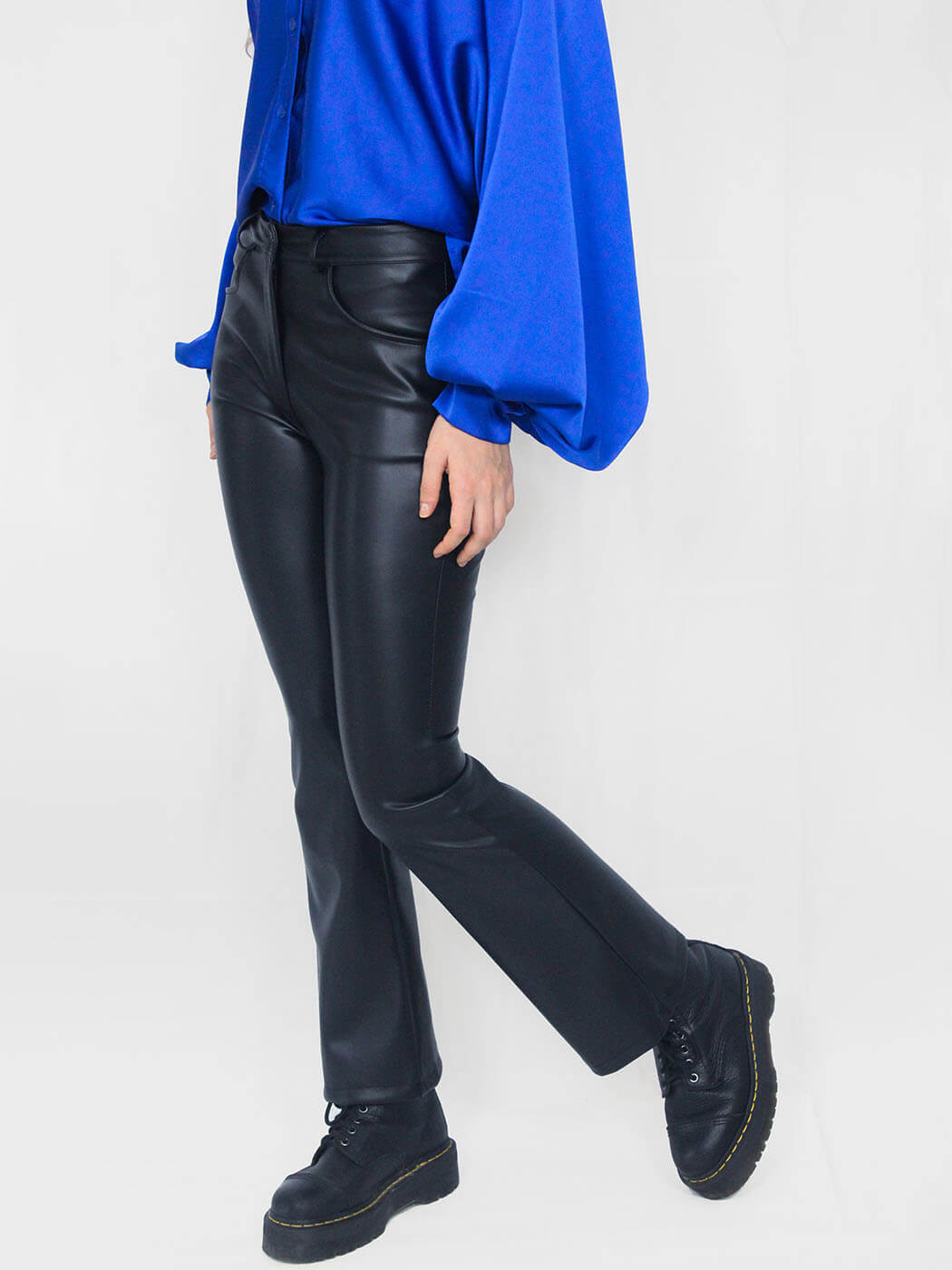 Pantaloni a Campana in Eco Pelle Donna
