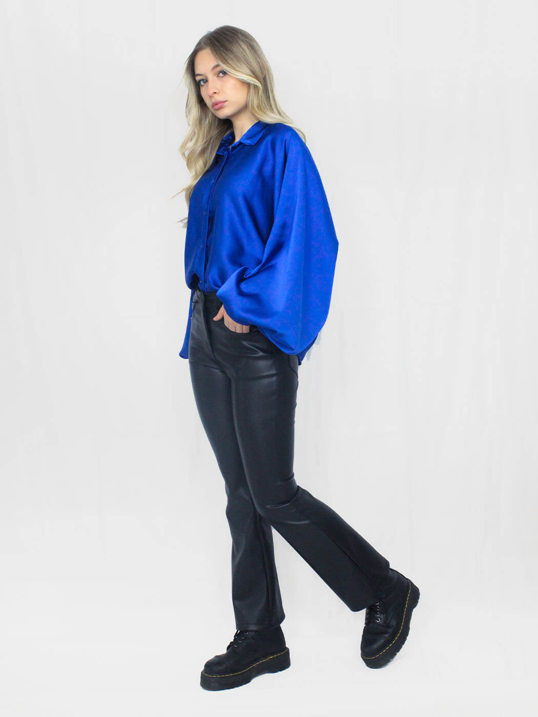 Pantaloni a Campana in Eco Pelle Donna