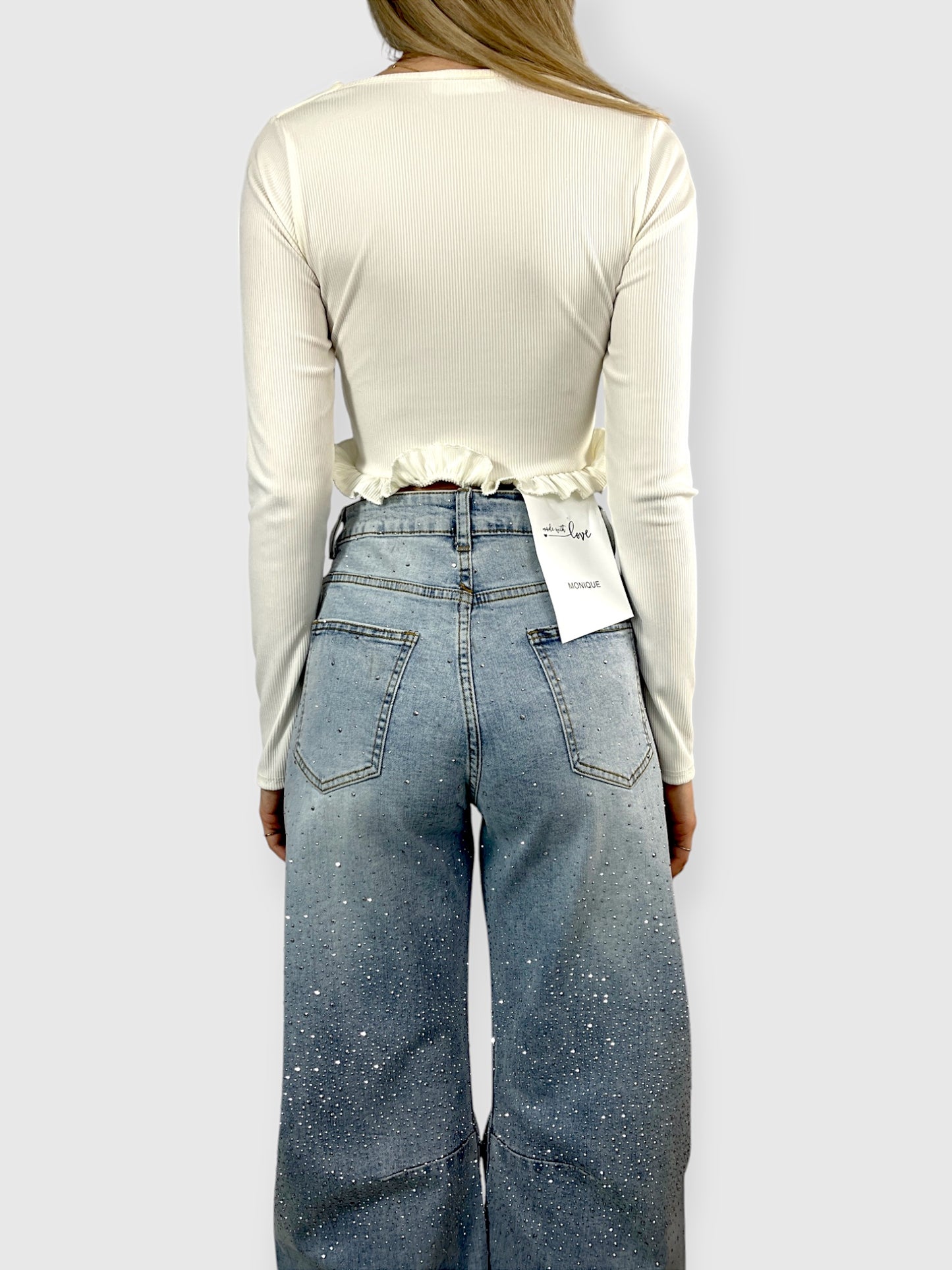 Top arricciato davanti a maniche lunghe