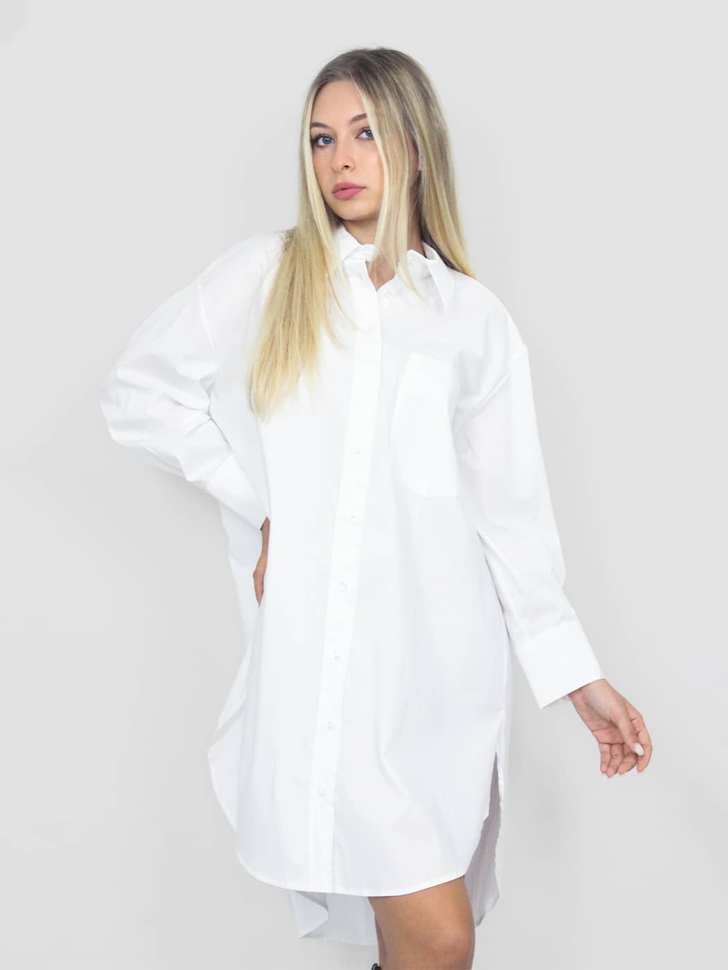 Vestito camicia bianco in cotone