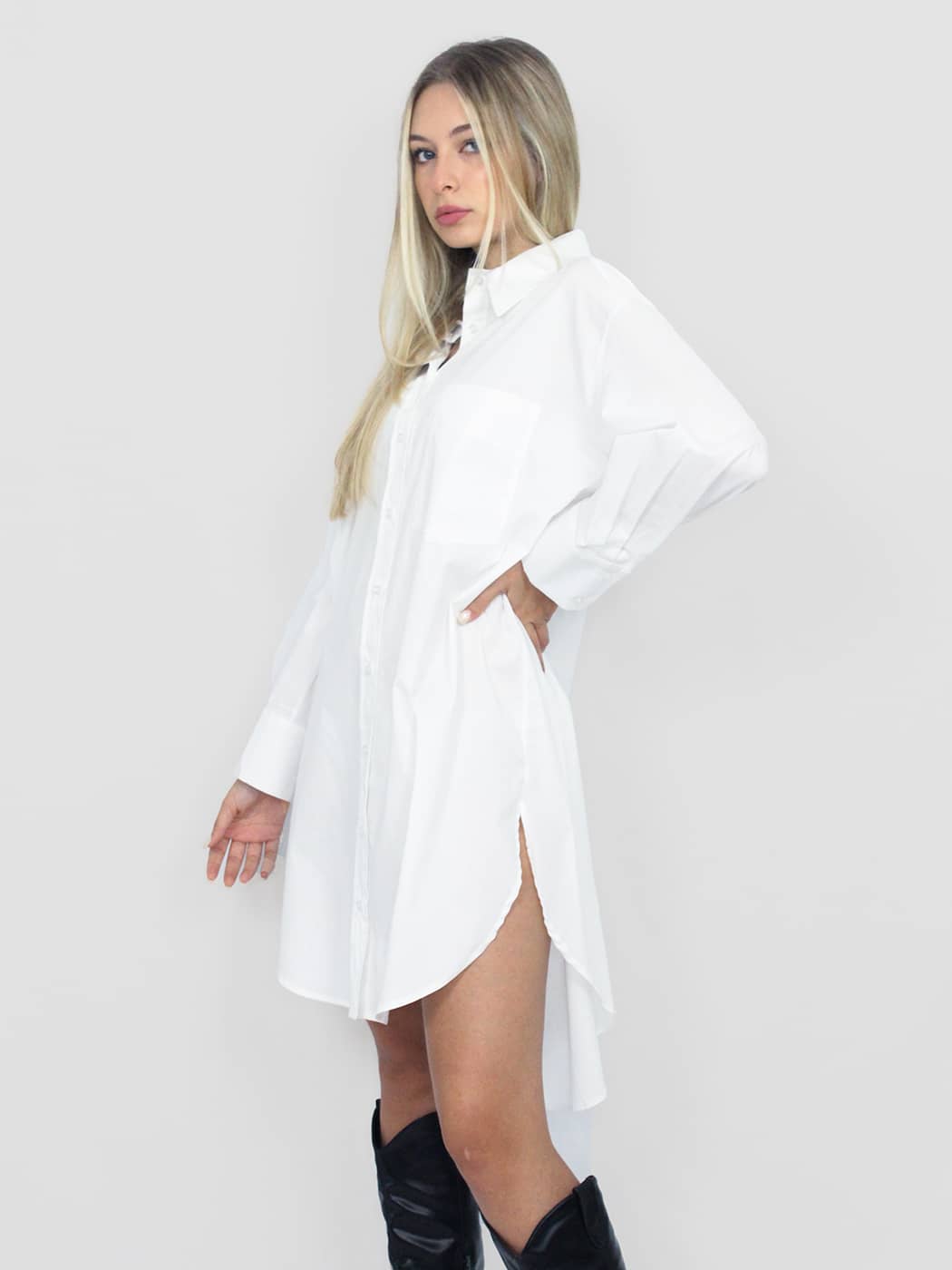 Vestito camicia bianco in cotone
