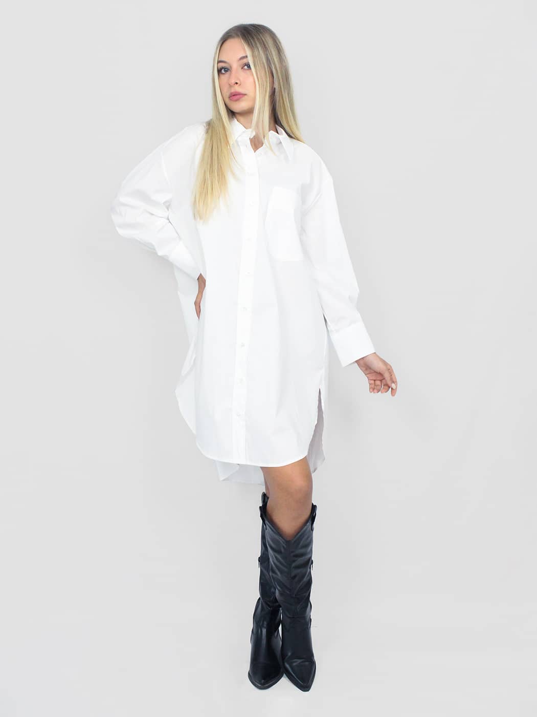Vestito camicia bianco in cotone