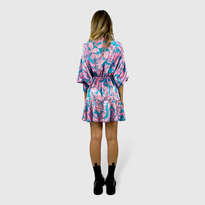 Abito donna mini con scollo a V fantasia floreale