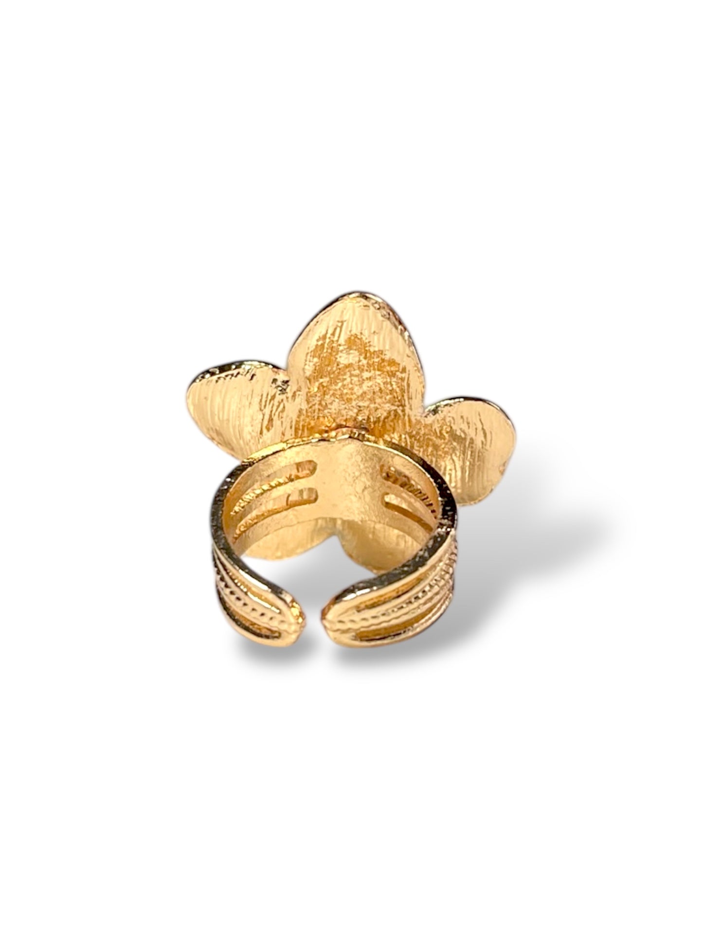 Anello regolabile con fiore dorato in acciaio inox