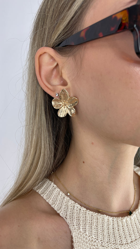 Orecchini con fiore dorato in acciaio inox