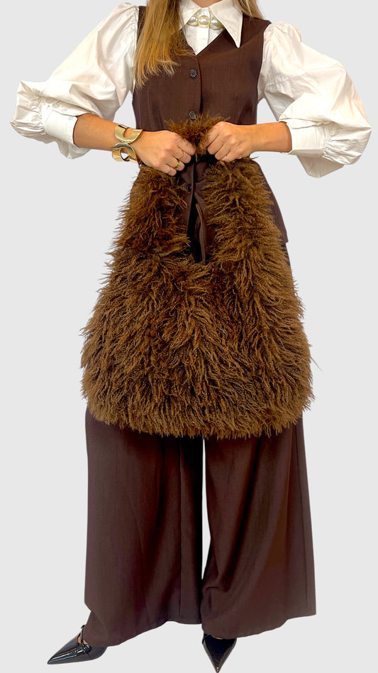 Borsa in eco-montone effetto pelliccia