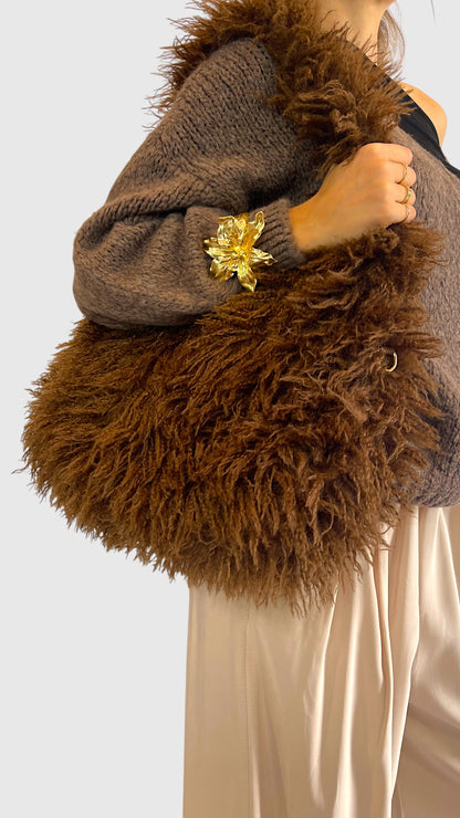 Borsa in eco-montone effetto pelliccia