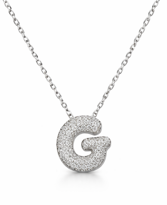 Collana Lettere Bubble Strass