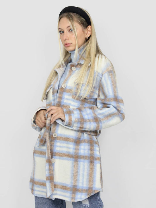 Giacca a Quadri in Stile Shacket