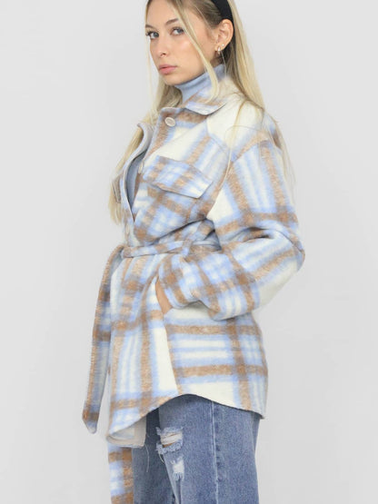 Giacca a Quadri in Stile Shacket