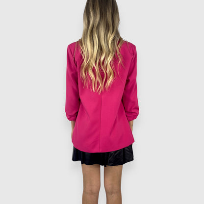 Blazer Donna Fucsia con Manica Arricciata
