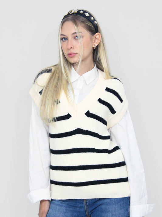 Gilet a righe in maglia