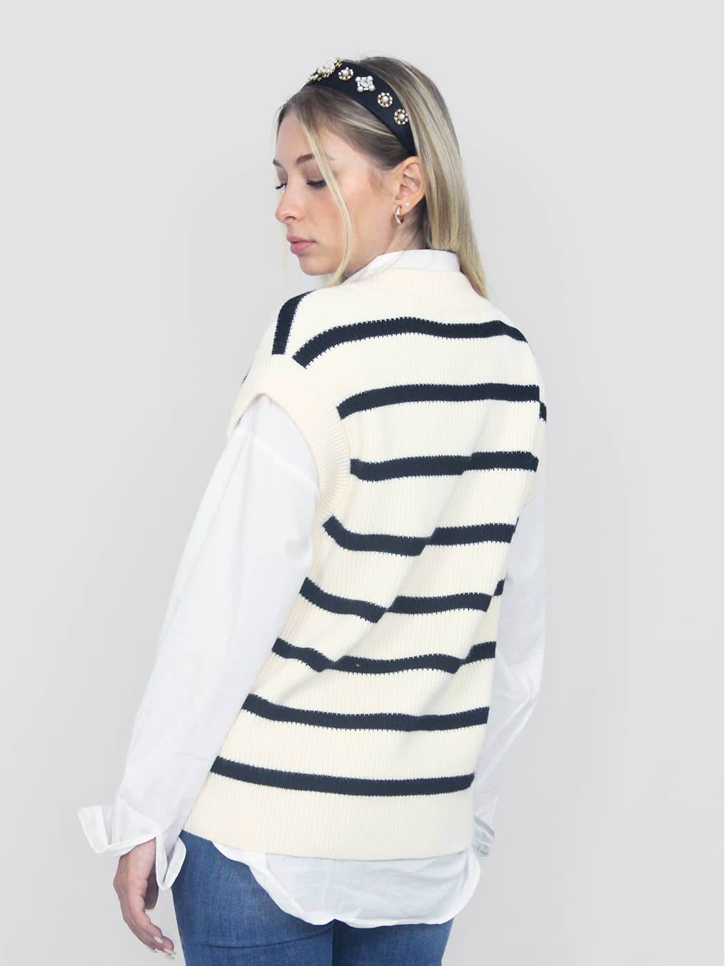 Gilet a righe in maglia