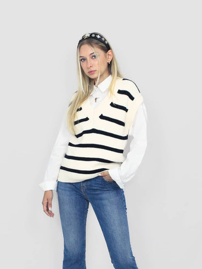 Gilet a righe in maglia
