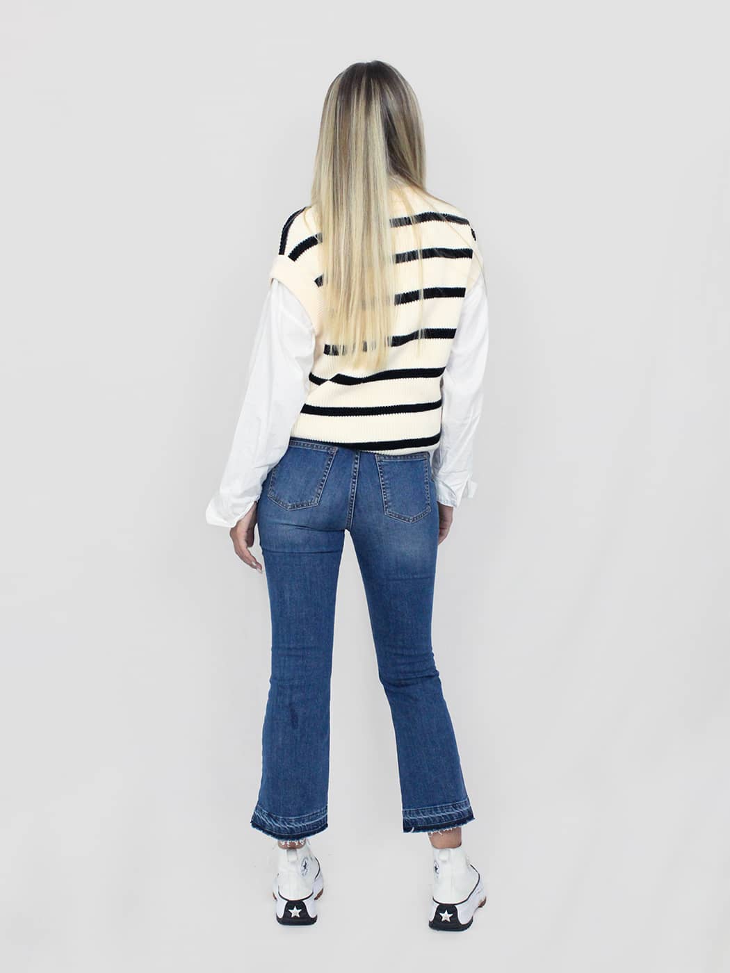 Gilet a righe in maglia