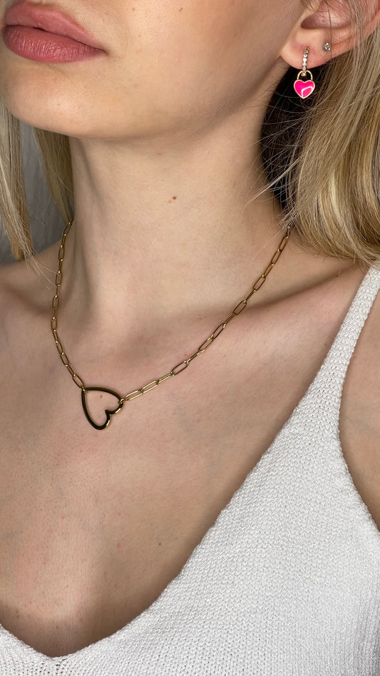 Collana Regolabile con Cuore – Effetto Maglia Dorato