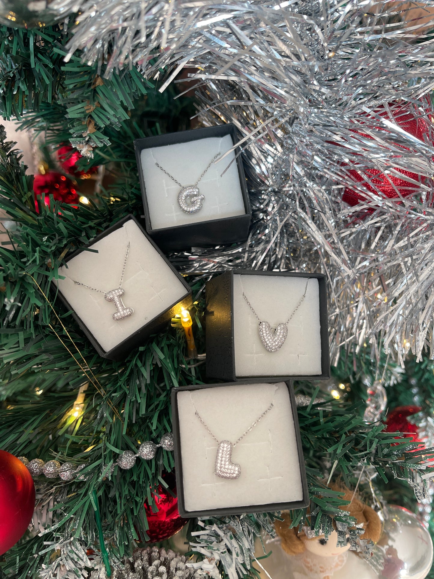 Collana Lettere Bubble Strass