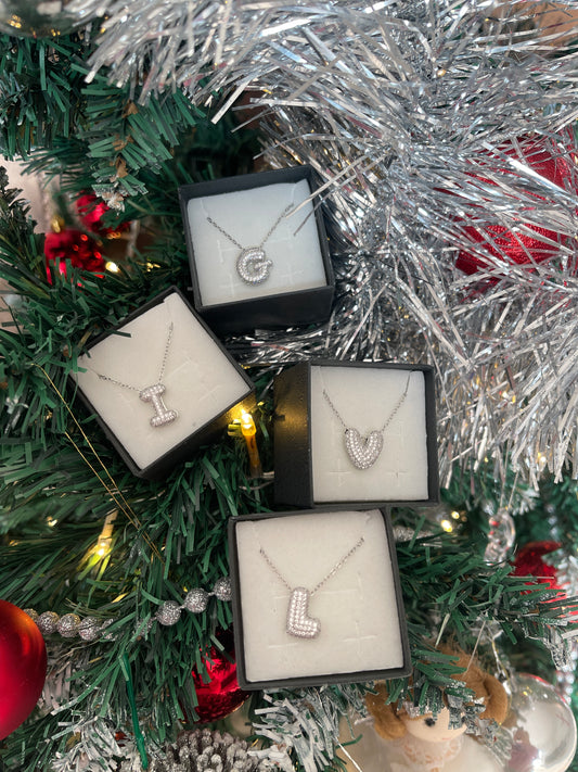 Collana Lettere Bubble Strass