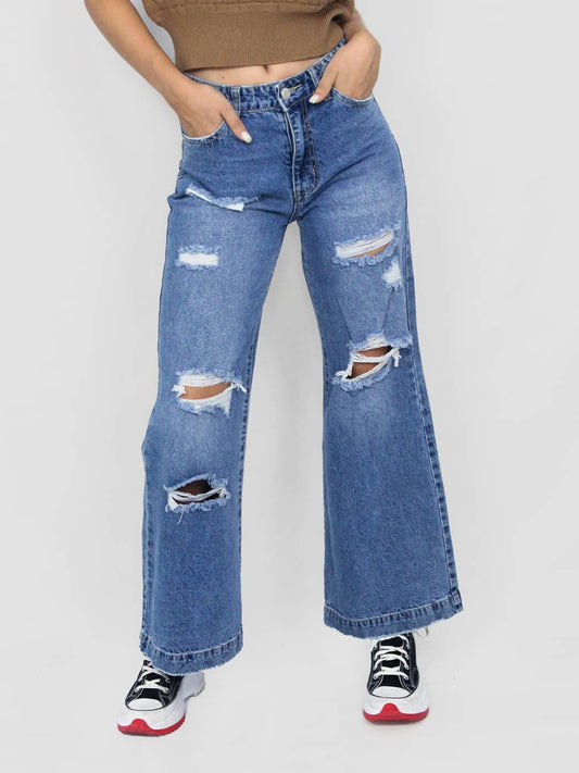 Jeans a palazzo con strappi