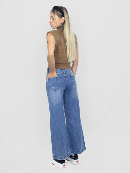 Jeans a palazzo con strappi
