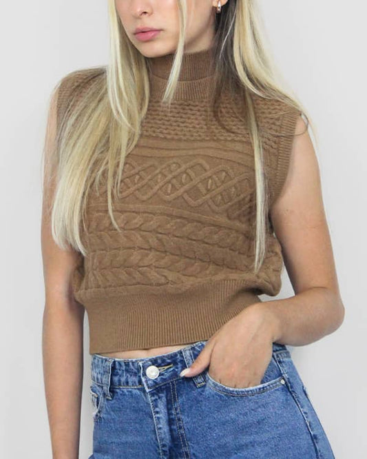 Maglione smanicato marrone