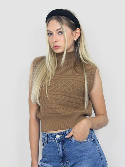 Maglione smanicato marrone