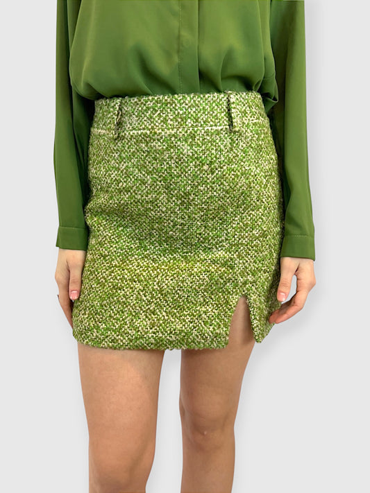 Minigonna tweed slit verde melange by Lumina