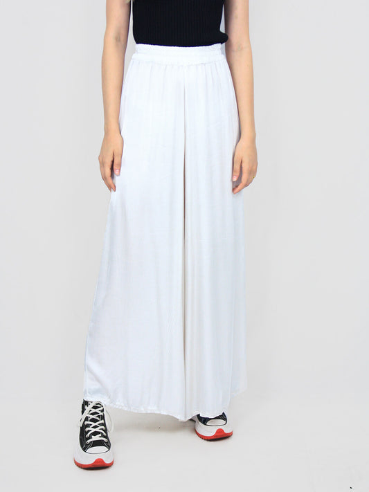 Pantalone morbido panna a palazzo