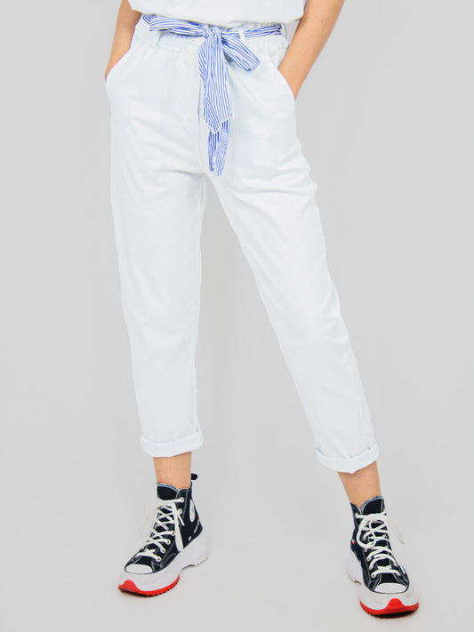 Pantalone carrot bianco donna