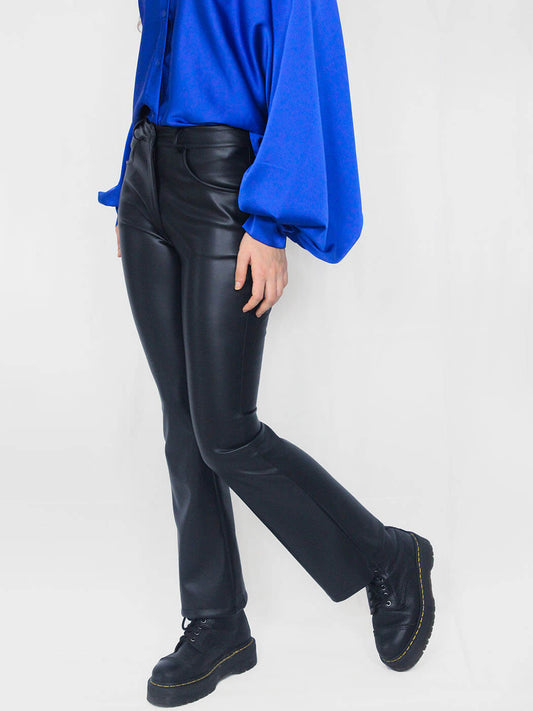 Pantaloni a Campana in Eco Pelle Donna