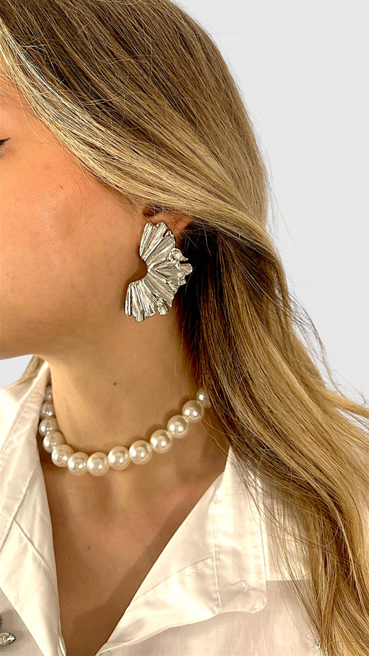 Orecchino argento effetto plissettato