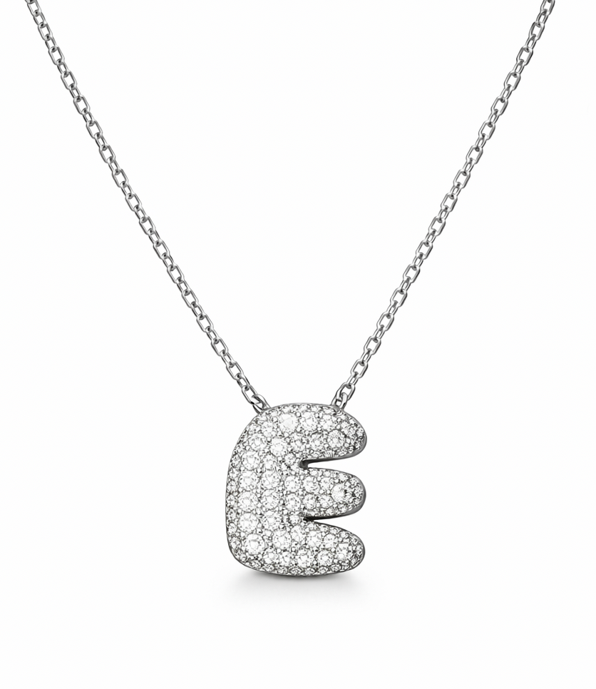 Collana Lettere Bubble Strass