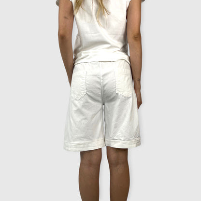 Shorts Bermuda in Lino con Vita Elasticizzata e Cintura in Corda