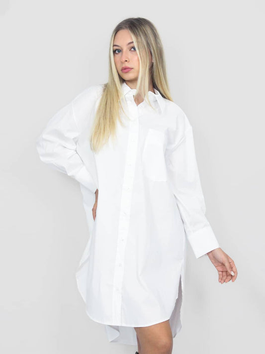 Vestito camicia bianco in cotone